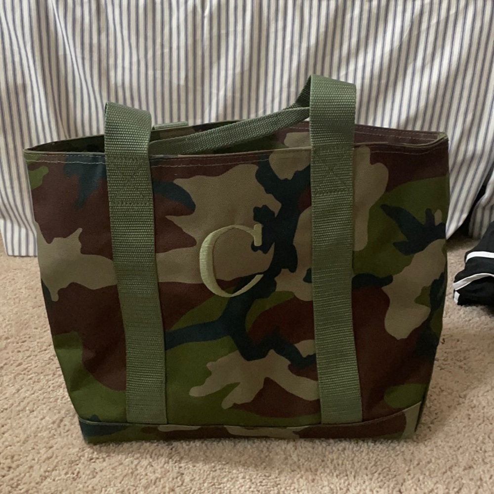 LL Bean Small Camo Tote with C Monogram